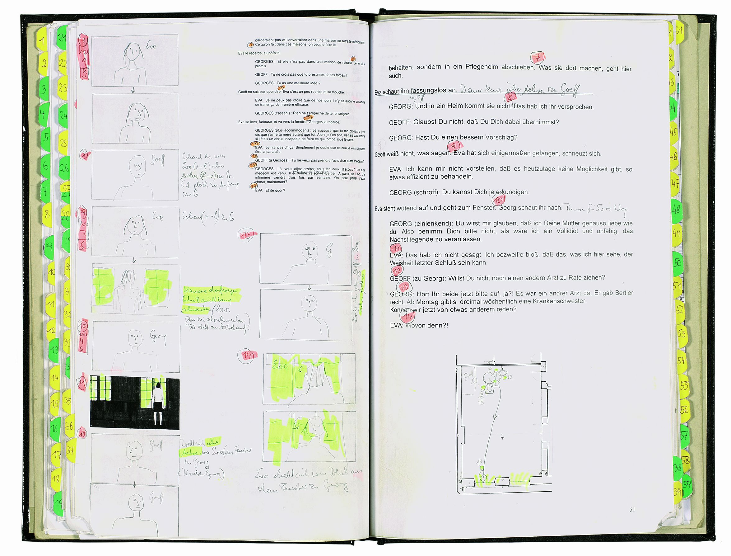 Michael Haneke, Regiedrehbuch, 2011, zu seinem Film Amour (2012) [Doppelseite]