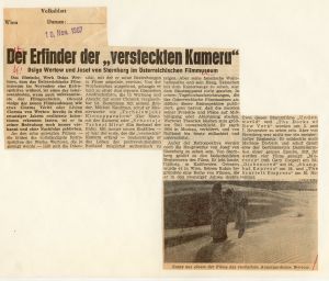 Der Erfinder der 'versteckten Kamera. Dsiga Wertow und Josef von Sternberg im österreichischen Filmmuseum