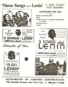 Ankündigung zu "Tri pesni o Lenine"