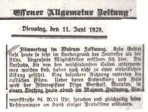 Filmvortrag im Museum Folkwang