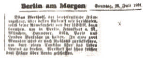 Über die geplante Vortragsreise Dziga Vertovs