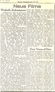 Werthoffs Enthusiasmus