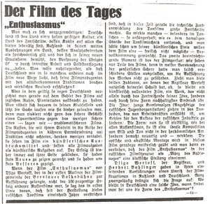 Der Film des Tages Enthusiasmus