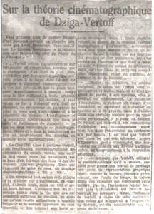 Sur la théorie cinématographique de Dziga Vertoff