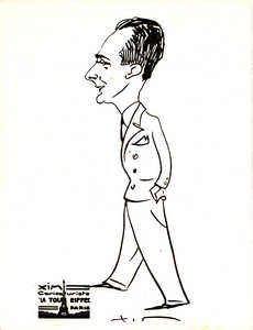 Karikatur von Vertov nach seinem Aufenthalt in Paris