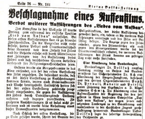 Beschlagnahme eines Russenfilms